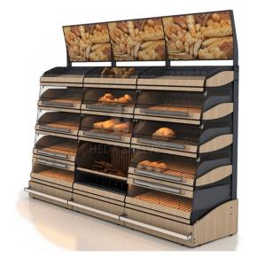 Concise Stylish Bakery Shop Multilayer Movable Wooden Floor Bread Display Stand